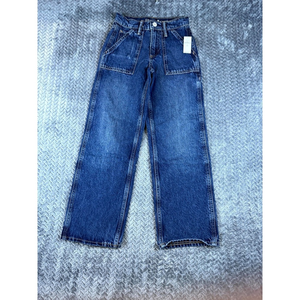 Gap Carpenter Jeans Girls 8 Slim Blue Denim Medium Wash High Waist Straight Leg